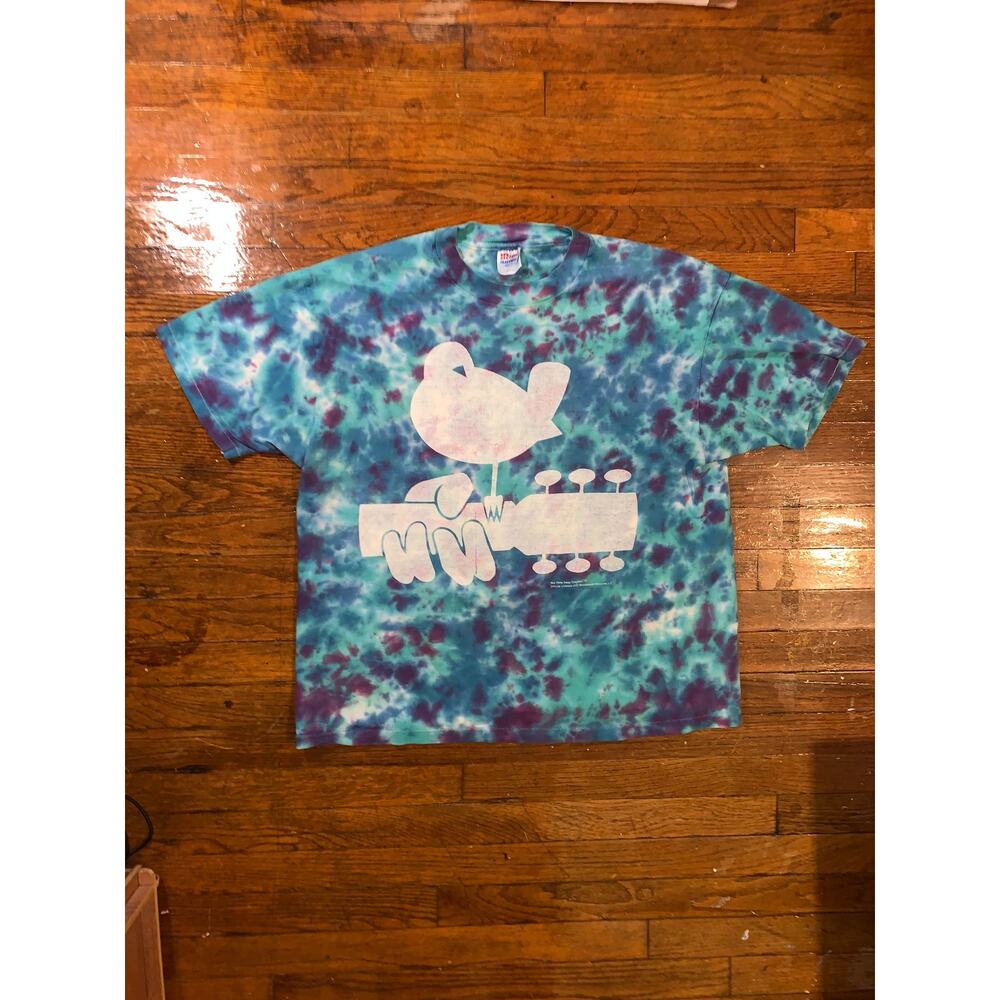 Vintage 1994 Woodstock Tie Dye T Shirt XL Hanes USA Double Sided Concert Tee